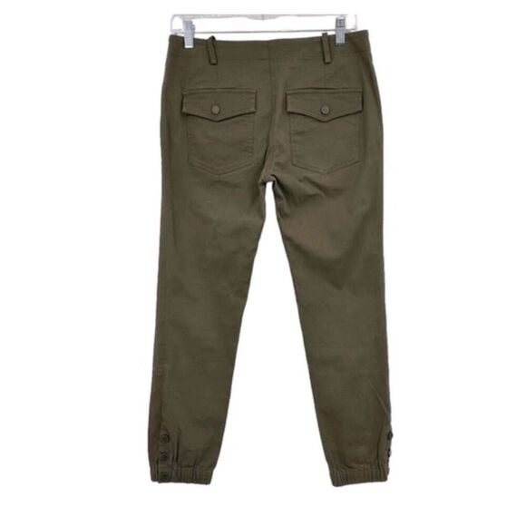 Veronica Beard Field Cargo Pants Army Green Elastic Jogger Hem Side Snaps Size 6 - Picture 4 of 8